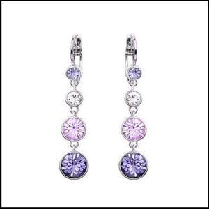 Believe by brilliance, purple genuine crystal silver plated drop earrings